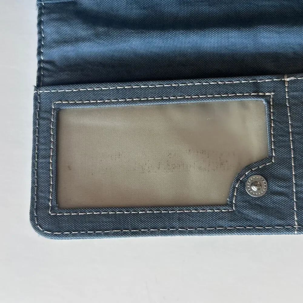 Kipling Teddi Wallet Dusty Blue Trifold Continental Nylon Envelope
